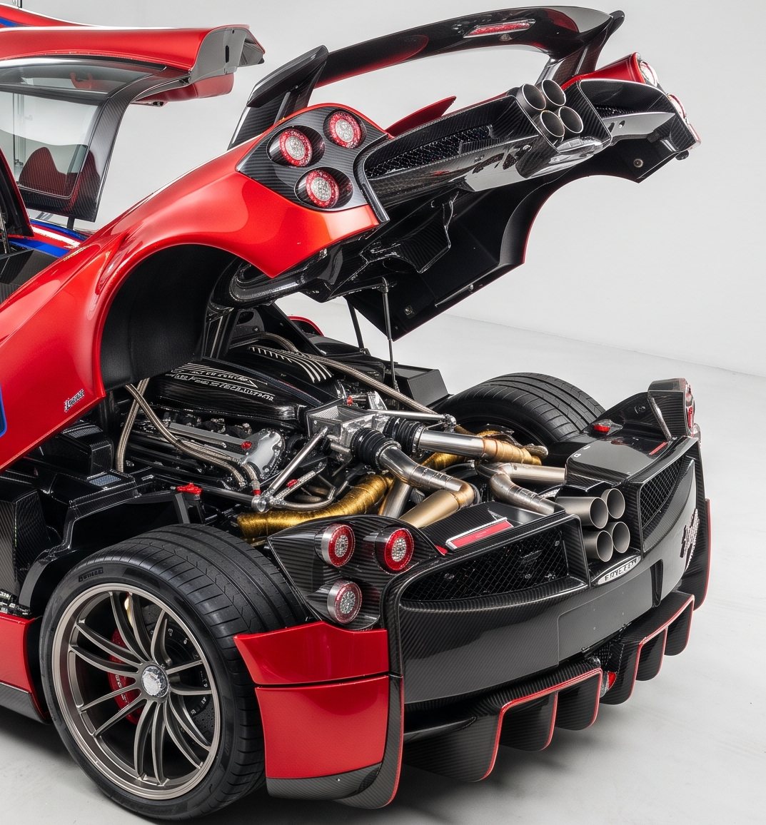 Rear wing, quad exhaust and diffuser